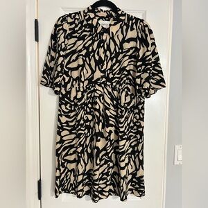 ba&sh Graphic Black and Cream Polo Midi Dress